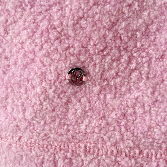 lululemon so sherpa hooded fleece jacket in heathered pink haze, size 4 - Picture 10 of 14